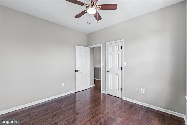 6903 Quitman Dr, Fredericksburg, VA 22407 - unfurnished bedroom featuring wood finished floors, baseboards, and ceiling fan