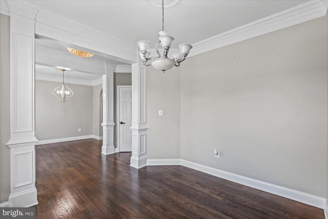 6903 Quitman Dr, Fredericksburg, VA 22407 - unfurnished room with a chandelier, wood finished floors, baseboards, and crown molding