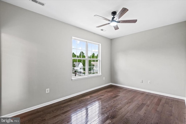 6903 Quitman Dr, Fredericksburg, VA 22407 - empty room with ceiling fan, dark wood-style flooring, and baseboards