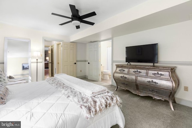 1550 Clover Dr, Fredericksburg, VA 22407 - carpeted bedroom featuring ensuite bath and a ceiling fan