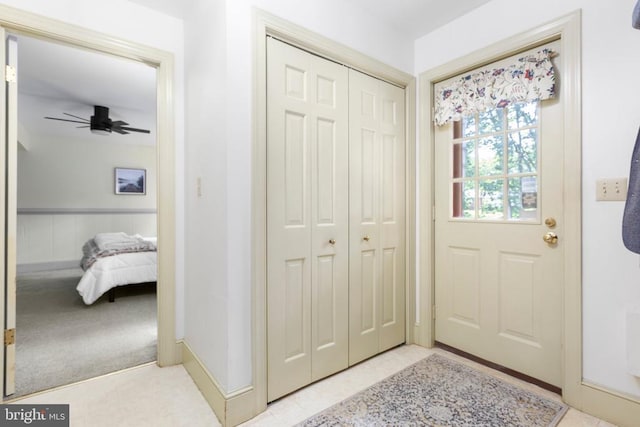 1550 Clover Dr, Fredericksburg, VA 22407 - foyer entrance featuring ceiling fan and light colored carpet