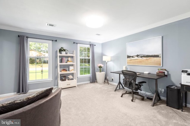 1550 Clover Dr, Fredericksburg, VA 22407 - carpeted office featuring crown molding and baseboards