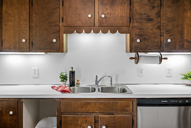 2035 Lee Jackson Hwy, Staunton, VA 24401 - kitchen with dishwasher, light countertops, and dark brown cabinetry