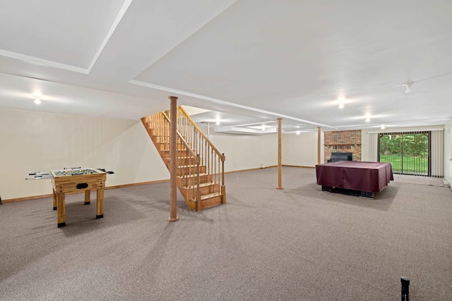 2035 Lee Jackson Hwy, Staunton, VA 24401 - game room with carpet floors and a fireplace