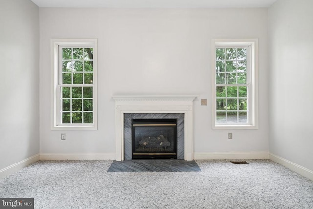 - detailed view of a fireplace and carpet