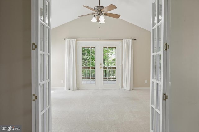 200 Saylers Creek Rd, Locust Grove, VA 22508 - empty room with french doors, carpet, ceiling fan, vaulted ceiling, and baseboards