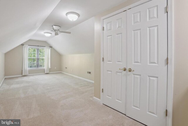 200 Saylers Creek Rd, Locust Grove, VA 22508 - additional living space featuring carpet flooring, baseboards, lofted ceiling, and ceiling fan
