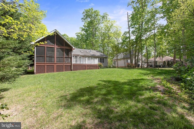 200 Saylers Creek Rd, Locust Grove, VA 22508 - view of green lawn with a sunroom and a wooden deck