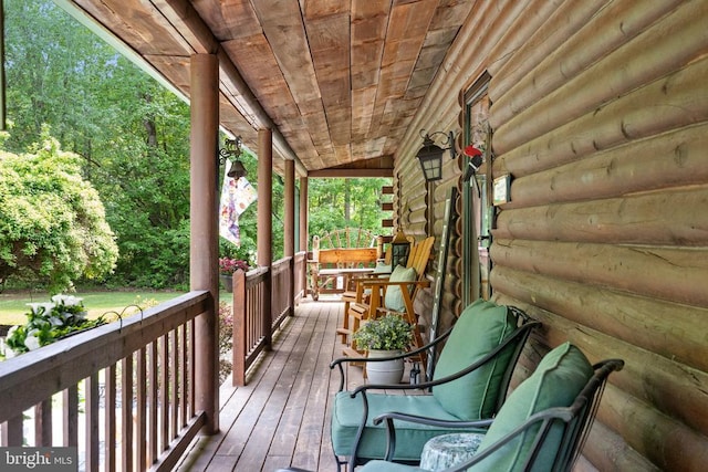 deck with covered porch