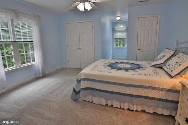 13608 General Slocum Ct S, Fredericksburg, VA 22407 - bedroom featuring carpet, ceiling fan, and a closet