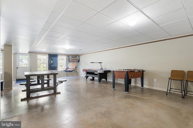 11259 Pimlico Cir, Culpeper, VA 22701 - recreation room with concrete floors, baseboards, and a drop ceiling