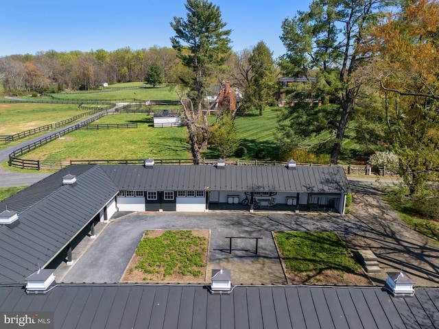 drone / aerial view with a rural view