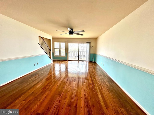 288 Lake Front Dr, Mineral, VA 23117 - empty room with a ceiling fan, wood finished floors, and baseboards