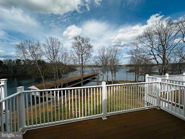 288 Lake Front Dr, Mineral, VA 23117 - deck featuring a water view and a lawn