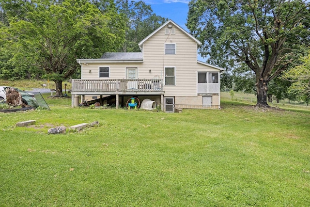 6596 Mayberry Rd, Singers Glen, VA 22850 - rear view of property with a deck and a yard