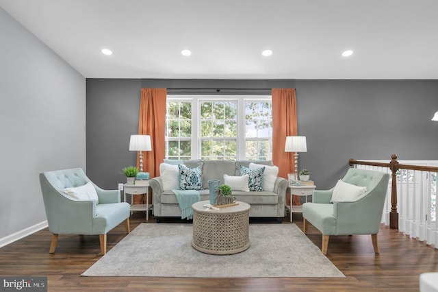  - living room with recessed lighting and wood finished floors