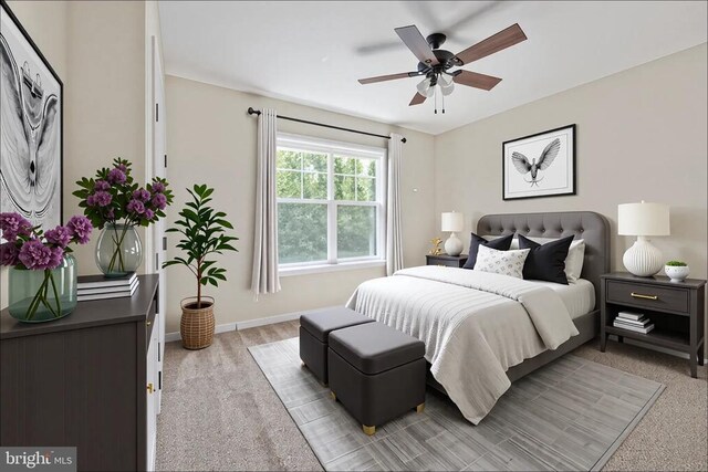 10811 Honorable Ct, Spotsylvania, VA 22553 - bedroom with light colored carpet, baseboards, and a ceiling fan
