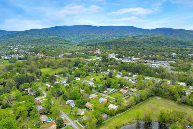birds eye view of property with a mountain view