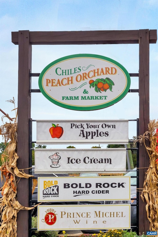 view of community sign