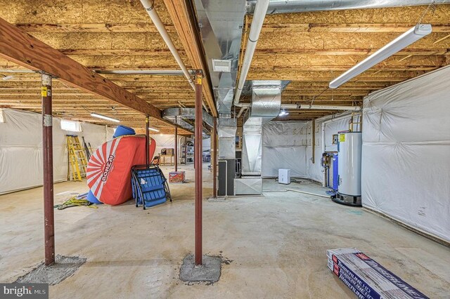 26368 Pennfields Dr, Orange, VA 22960 - unfinished below grade area featuring visible vents, water heater, and heating unit