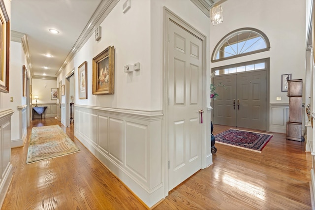 273 Bel Grene Dr, Fishersville, VA 22939 - foyer with light wood-style flooring, a decorative wall, and a wainscoted wall