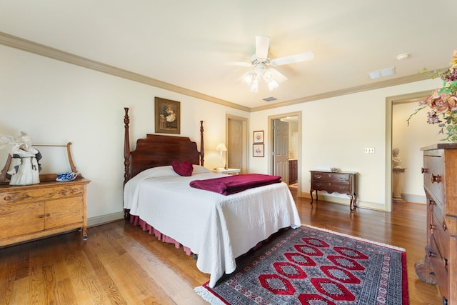 273 Bel Grene Dr, Fishersville, VA 22939 - bedroom with baseboards, crown molding, visible vents, and wood finished floors