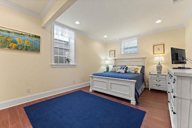 273 Bel Grene Dr, Fishersville, VA 22939 - bedroom featuring crown molding, dark wood finished floors, baseboards, and recessed lighting