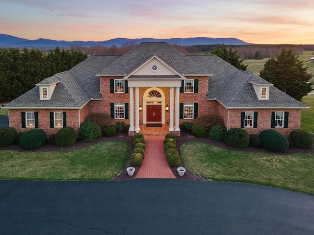 273 Bel Grene Dr, Fishersville, VA 22939 - greek revival inspired property featuring a yard, a mountain view, brick siding, and roof with shingles