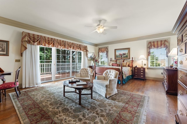 273 Bel Grene Dr, Fishersville, VA 22939 - bedroom with baseboards, wood finished floors, crown molding, and access to exterior
