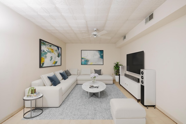 409 Thomas St, Staunton, VA 24401 - living room with a ceiling fan and baseboards