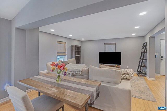316 6 1/2 St, Charlottesville, VA 22903 - dining space with baseboards, light wood-style floors, and recessed lighting