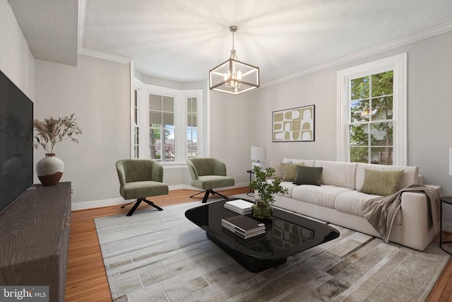 105 Washington St E, Remington, VA 22734 - living room with a chandelier, healthy amount of natural light, wood finished floors, and crown molding
