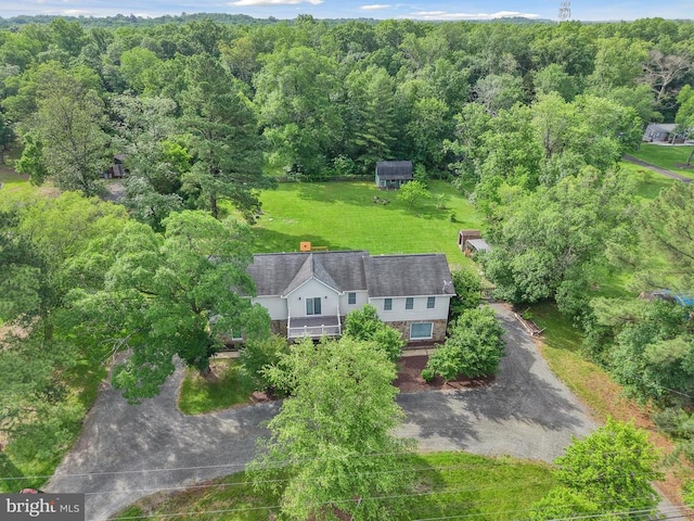  - view from above of property featuring a forest