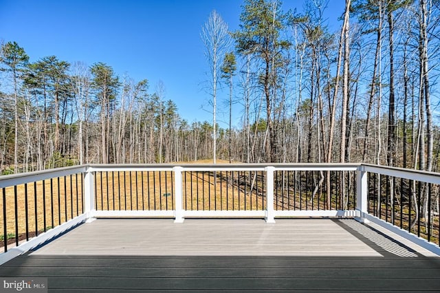 deck with a view of trees
