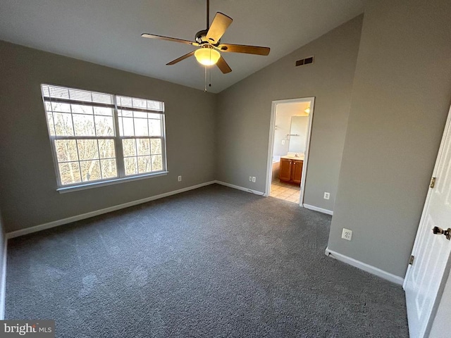 4213 Normandy Ct, Fredericksburg, VA 22408 - empty room with carpet flooring, lofted ceiling, a ceiling fan, and baseboards