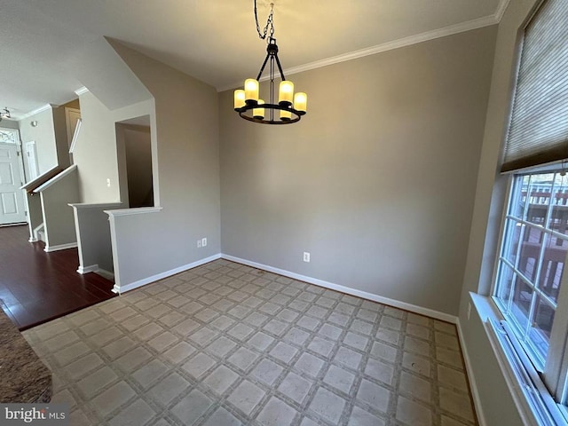 4213 Normandy Ct, Fredericksburg, VA 22408 - empty room with a chandelier, crown molding, and baseboards
