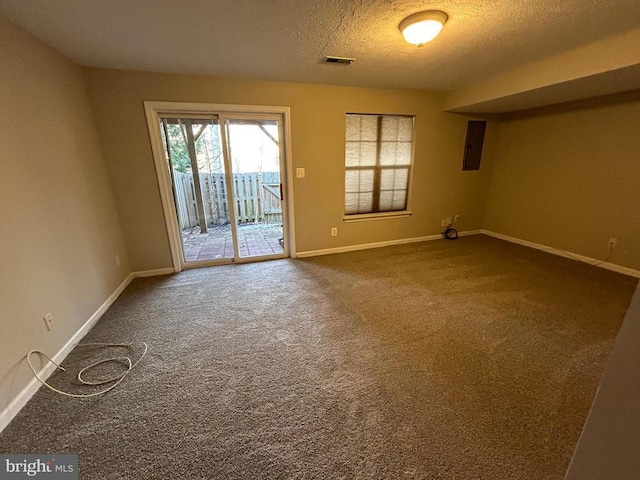 4213 Normandy Ct, Fredericksburg, VA 22408 - unfurnished room with a textured ceiling, baseboards, and dark colored carpet