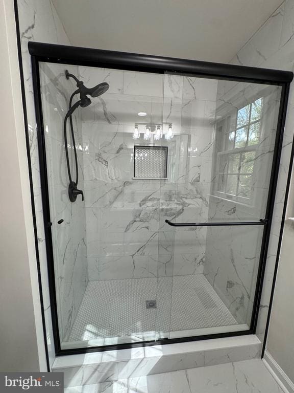 12704 Getty Ln, Spotsylvania, VA 22551 - full bath featuring marble finish floors and a marble finish shower