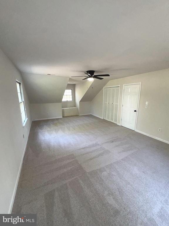 12704 Getty Ln, Spotsylvania, VA 22551 - bonus room featuring lofted ceiling, carpet floors, and ceiling fan