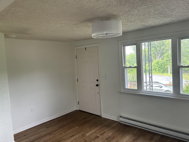 125 Mccutchen School Ln, Goshen, VA 24439 - foyer featuring a baseboard radiator, dark wood finished floors, plenty of natural light, and a textured ceiling
