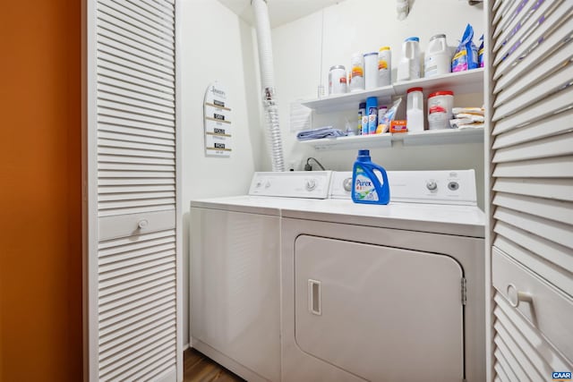134 Gumtree Dr, Wintergreen Resort, VA 22967 - laundry room with washer and clothes dryer and wood finished floors