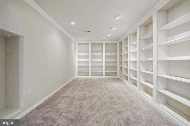 11402 Chivalry Chase Ln, Spotsylvania, VA 22551 - empty room featuring baseboards, ornamental molding, carpet, built in features, and recessed lighting