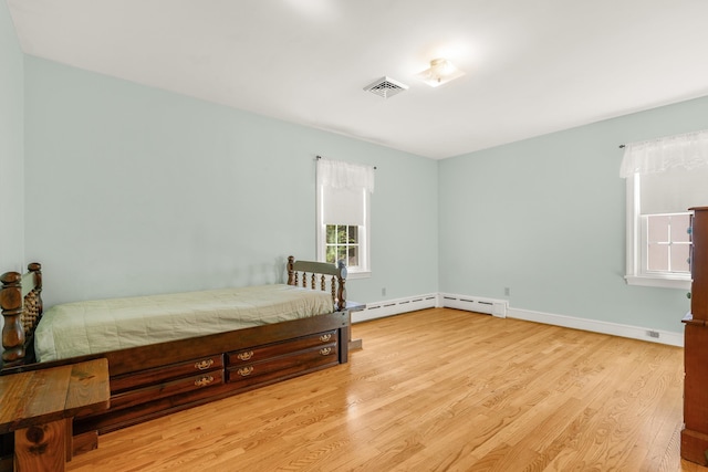 406 College Cir, Staunton, VA 24401 - bedroom featuring wood finished floors and a baseboard heating unit
