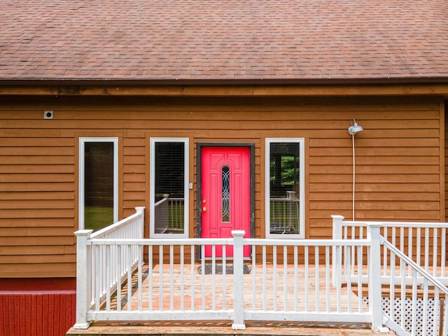 1215 Fort Stover Rd, Luray, VA 22835 - property entrance with a shingled roof