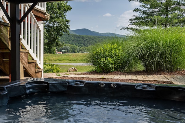 1215 Fort Stover Rd, Luray, VA 22835 - view of pool featuring a mountain view, stairway, and a hot tub