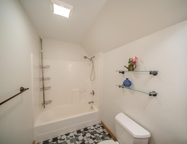 full bathroom with toilet and bathtub / shower combination