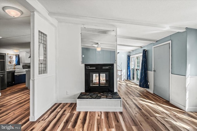 197 Holly Grove Ct, Bumpass, VA 23024 - corridor with wood finished floors and beamed ceiling