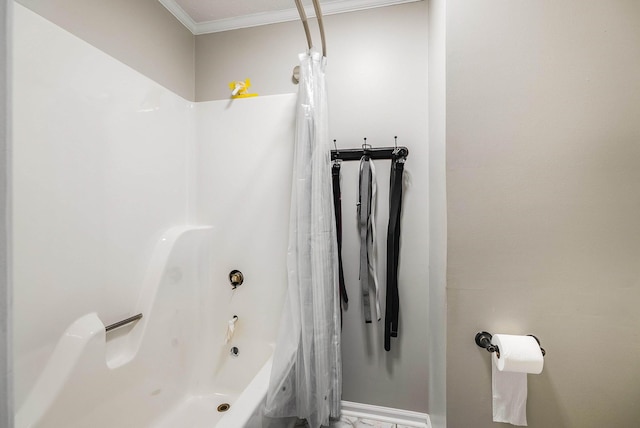 115 Pheasant Rd, Mcgaheysville, VA 22840 - bathroom with ornamental molding and shower / tub combo