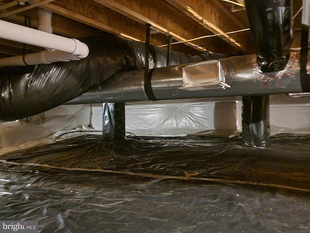 view of inside crawl space