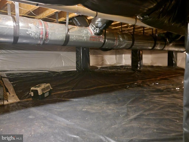 view of inside crawl space